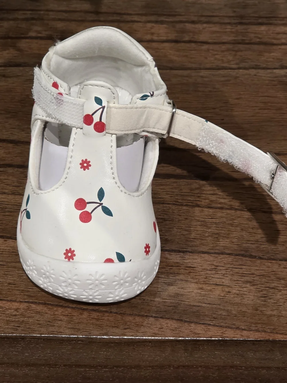 Toddler Girls White Cherry Print Mary Jane  Shoes